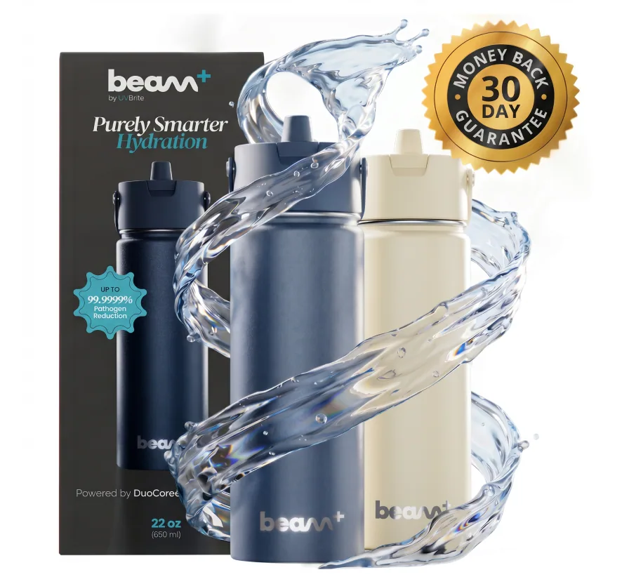 The Beam+ by UVBrite with 30-day money-back guarantee badge